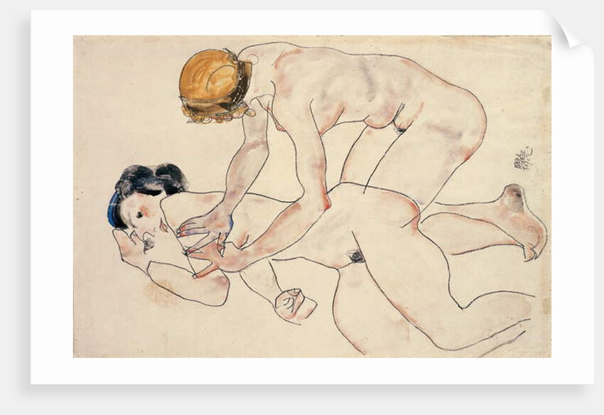 Two female nudes, reclining and kneeling, 1912 by Egon Schiele