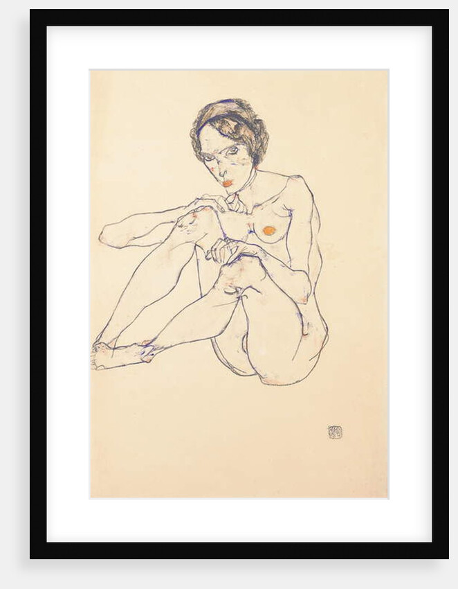 Seated female nude, 1914 by Egon Schiele