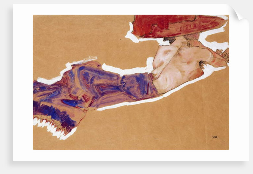 Reclining Semi-Nude with Red Hat, 1910 by Egon Schiele