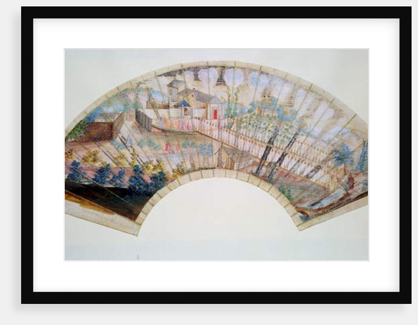 Fan depicting the Spa Well and Well Walk at Cheltenham, c.1745 by Thomas Robins