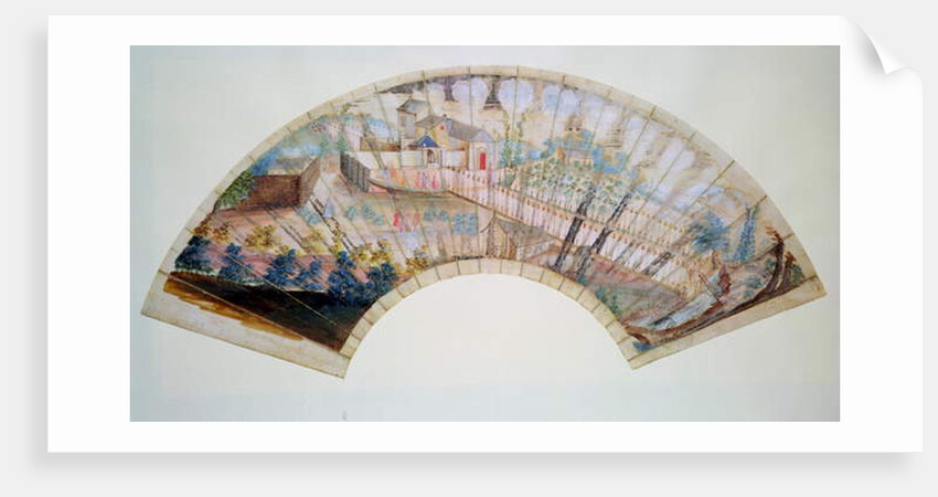 Fan depicting the Spa Well and Well Walk at Cheltenham, c.1745 by Thomas Robins