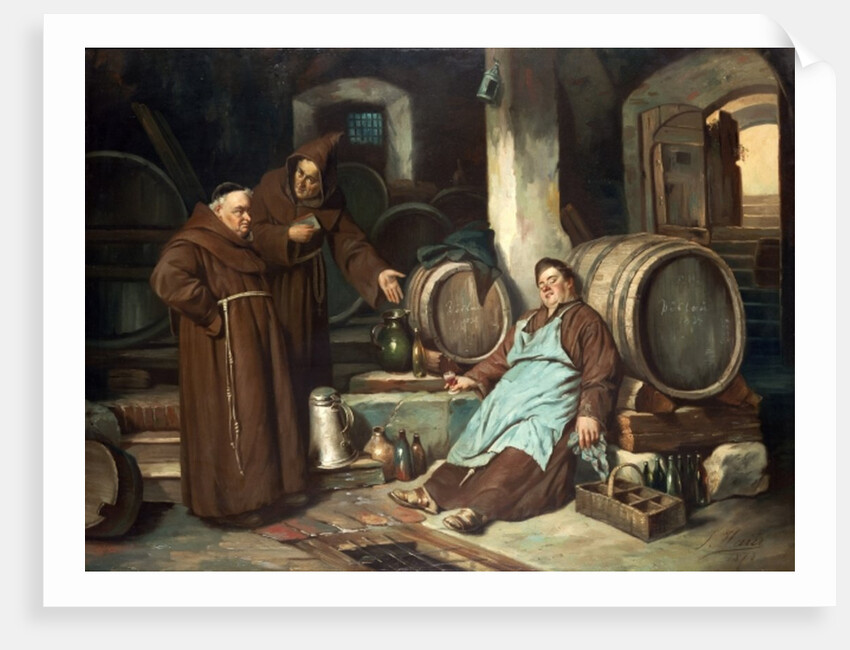 Monks in a cellar, 1873 by J. Haier