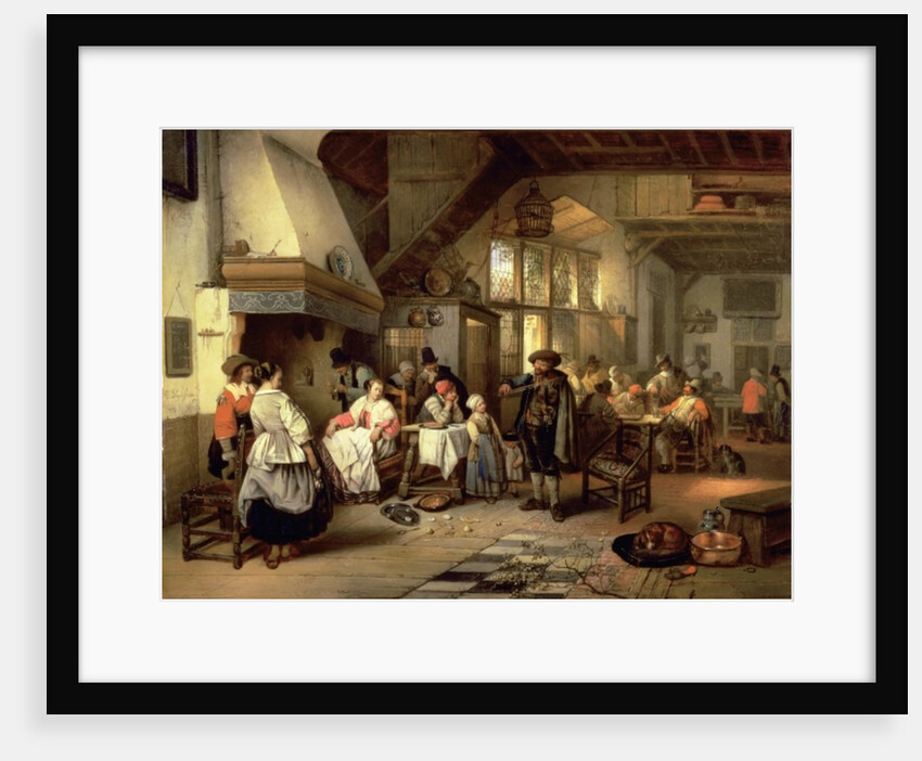 Interior of a tavern with a blind fiddler, 1844 by Jan August Hendrik Baron Leys