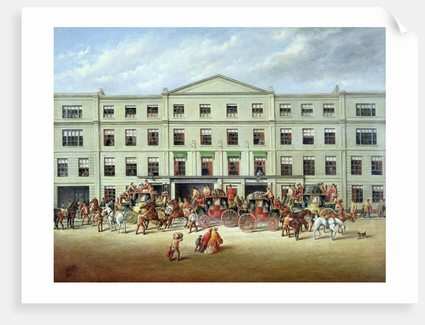 Changing Horses outside the Plough Inn, Cheltenham, 1870 by J.C. Maggs