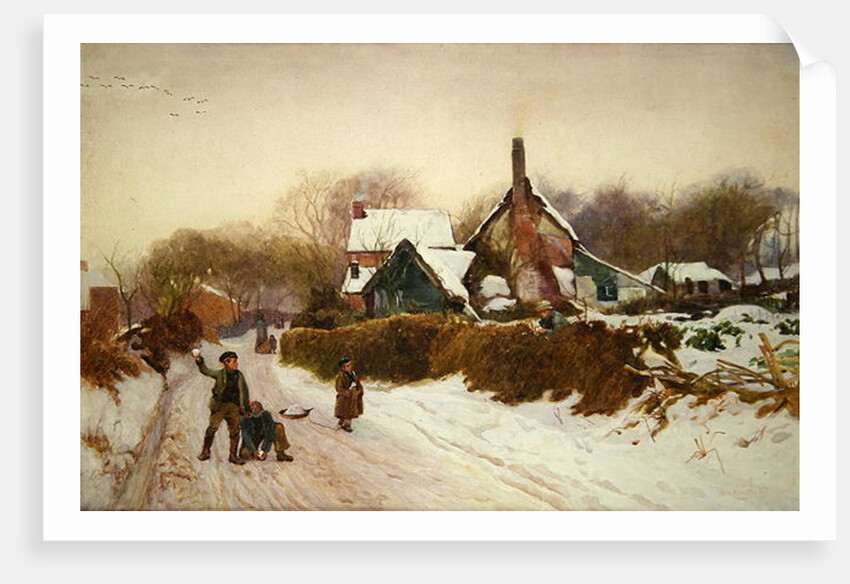 Boys Snowballing at Cookham Dean, 1887 by William Augustus Rixon