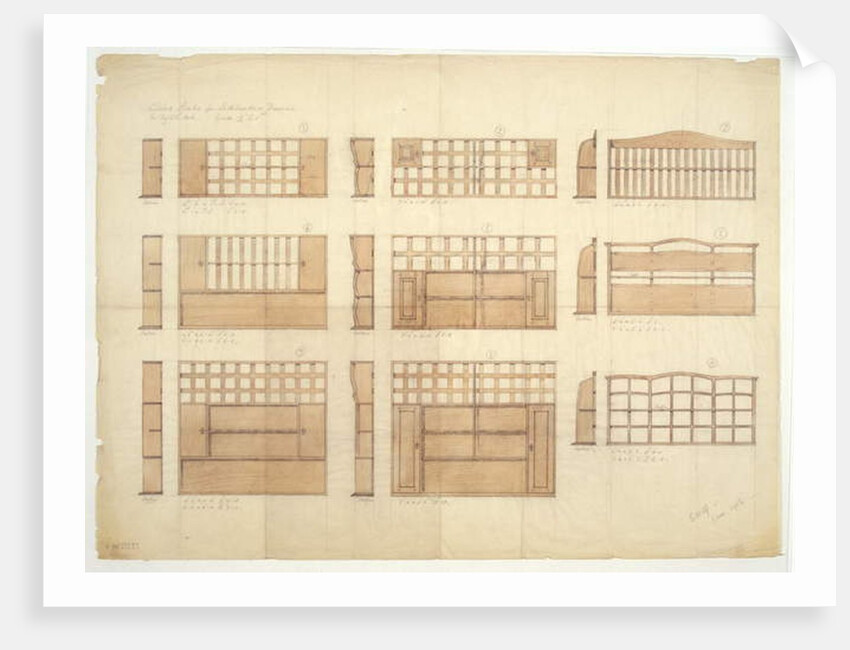 Designs for China Racks, Sideboards and Dressers in English Oak, 1906 by Ernest William Gimson