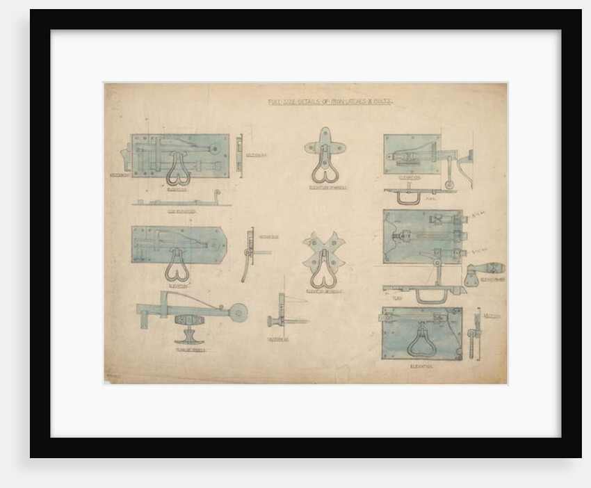Designs for Iron Latches and Bolts, c.1905-15 by Ernest William Gimson