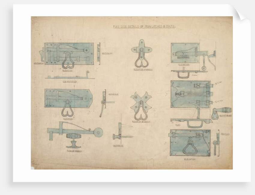Designs for Iron Latches and Bolts, c.1905-15 by Ernest William Gimson