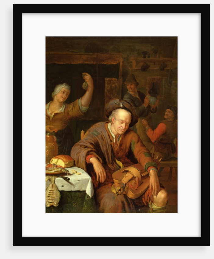 The Hurdy Gurdy Player Asleep in a Tavern by Willem van Mieris