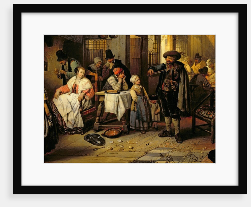 Interior of a tavern with a blind fiddler, 1844 by Jan August Hendrik Baron Leys