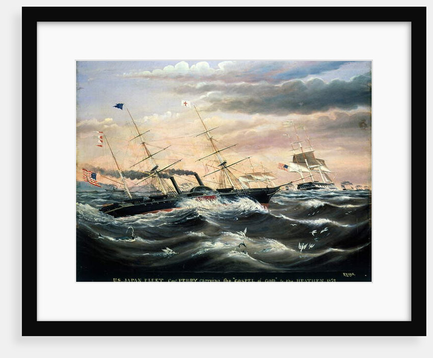 US Japan Fleet, Commodore Perry carrying 'The Gospel of God to the Heathen, 1853 by James Guy Evans