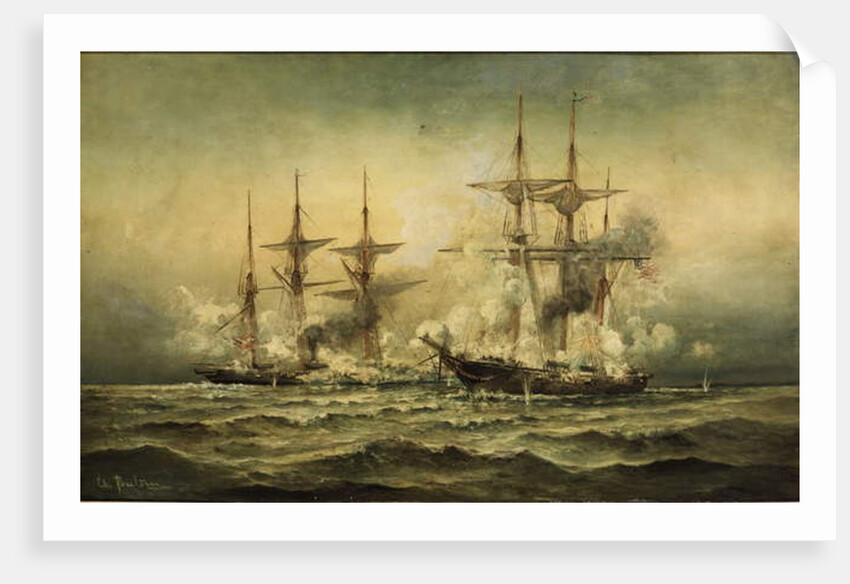 Kearsarge and Alabama off Cherbourg Harbour in France, June 19th, 1864, c.1870 by Christian Poulsen
