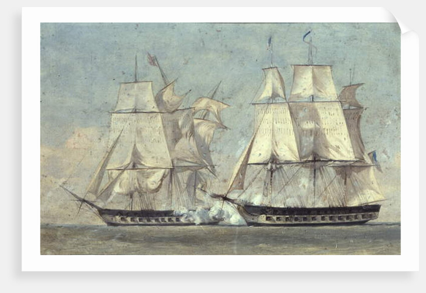 Battle between the United States and the Macedonian, 25th October 1812, 1859 by Alonzo Chappel