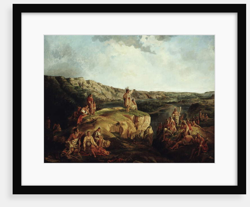 Western landscape with Indians, 1852 by Leon Pomarede