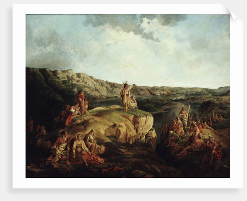 Western landscape with Indians, 1852 by Leon Pomarede