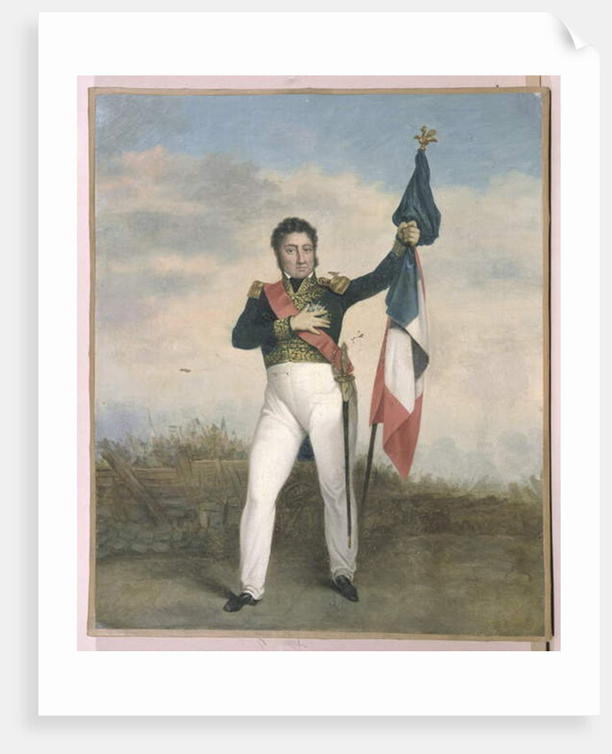 Louis-Philippe bearing the tricolore flag on the barricades during Revolution of 1830 by French School