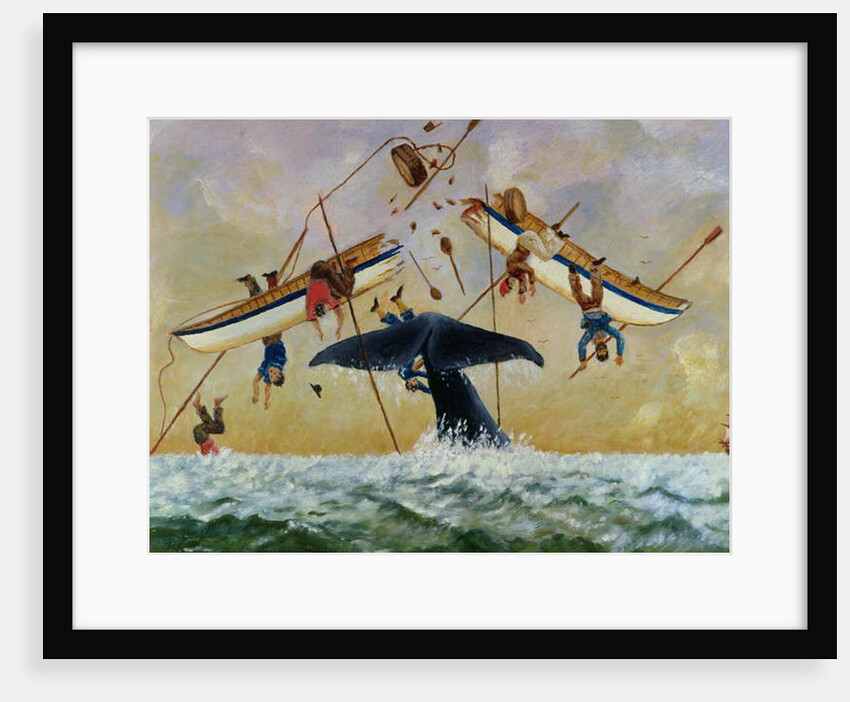 Whale knocking fishermen out of the water by French School