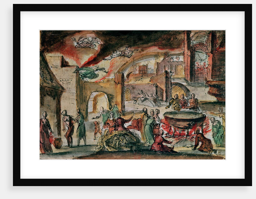 Witchcraft scene, probably a stage set, 2nd half of 17th century by French School