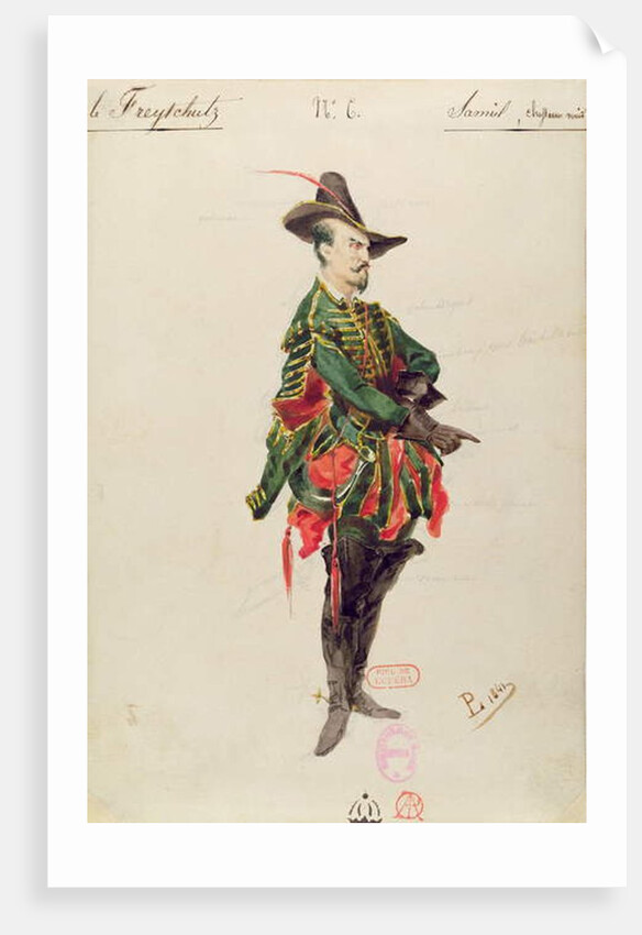Costume of the Hunter Samiel for the opera 'Der Freischutz' by Carl Maria von Weber 1841 by Paul Lormier