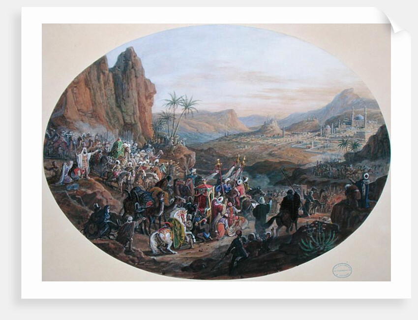 Design for a set of plates depicting 'The Pilgrimage to Mecca', for the Manufacture de Sevres, c.1839-40 by Jean-Charles Develly