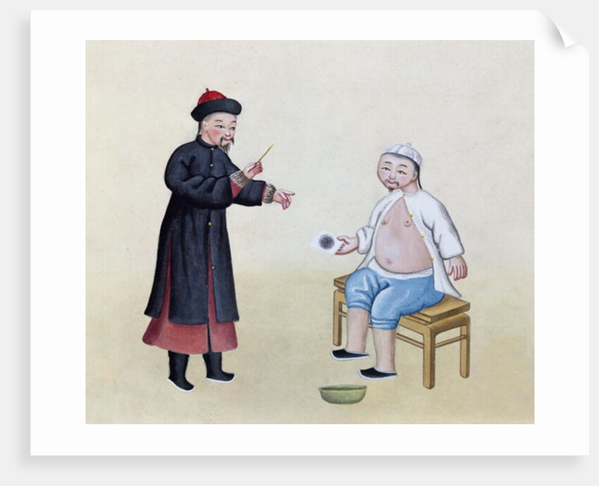 An Acupuncturist with his patient, c.1785 by School Chinese