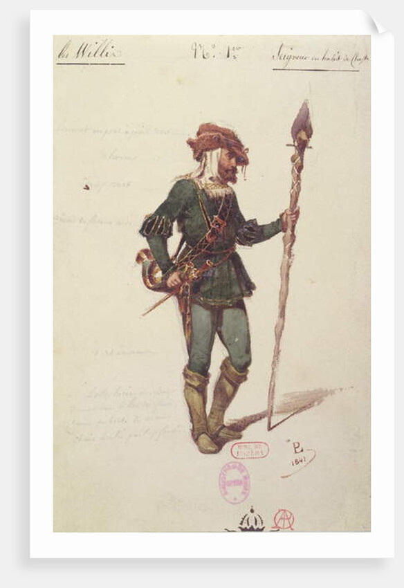 Hunting costume design for 'Giselle' by Adolphe Adam c.1841 by Paul Lormier