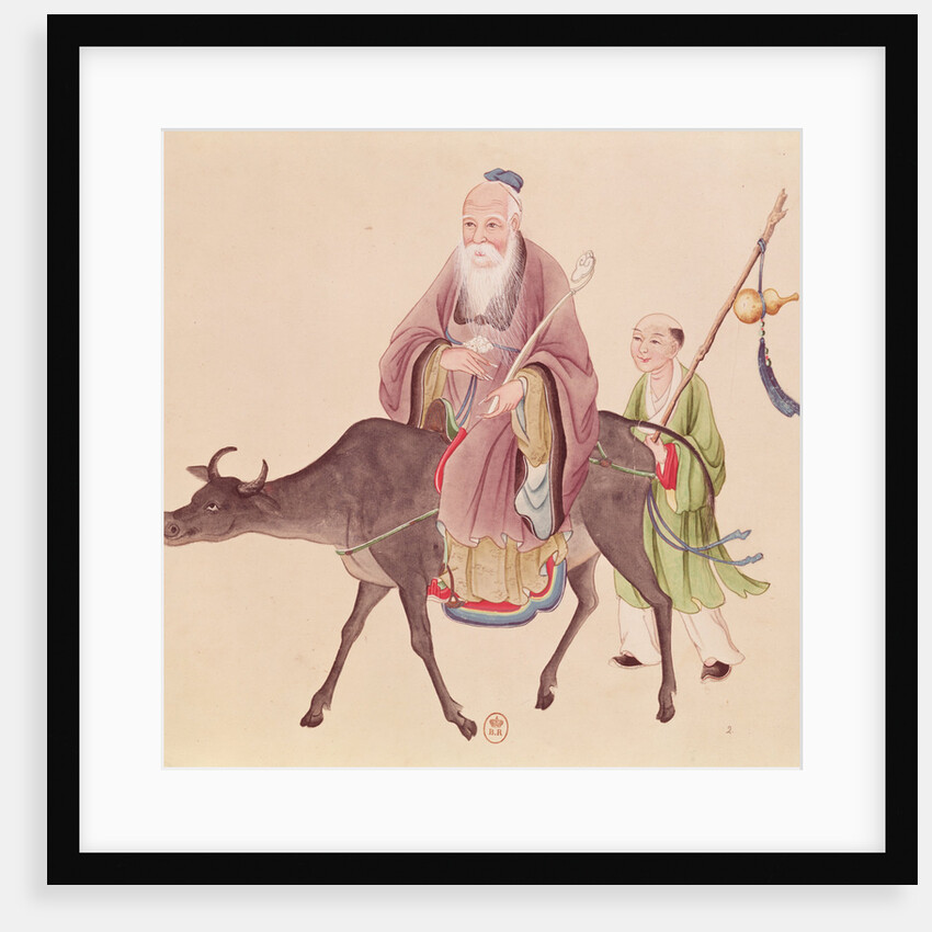 Lao-Tzu on his buffalo, followed by a disciple by School Chinese