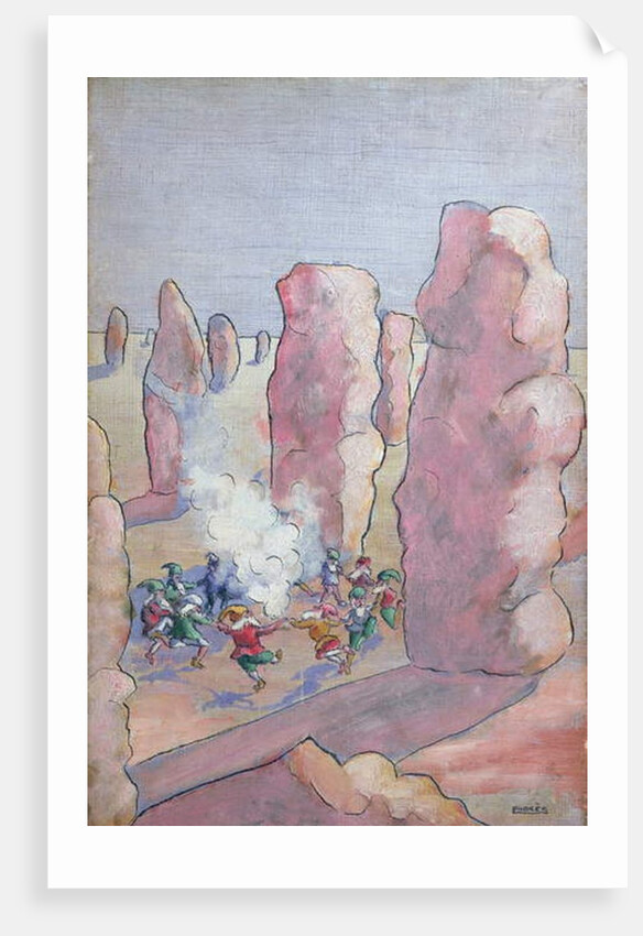 Breton gnomes dancing around a stone circle, late 19th century by French School
