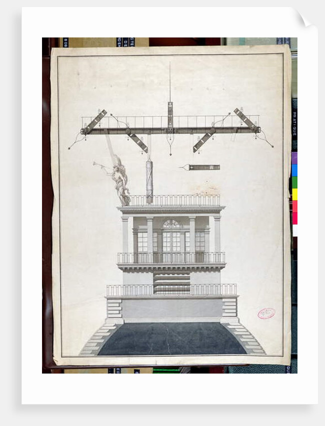 Design for a Chappe telegraph station for one of the domes of the Louvre, Paris, early 19th century by French School