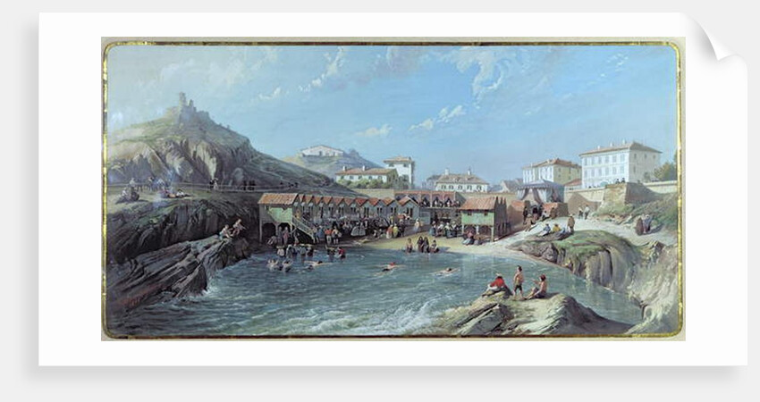 The Beginning of Sea Swimming in the Old Port of Biarritz, 1858 by Jean Jacques Alban de Lesgallery