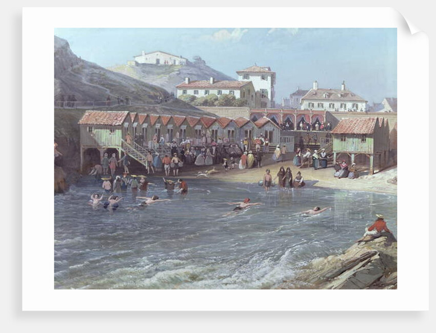 The Beginning of Sea Swimming in the Old Port of Biarritz, 1858 by Jean Jacques Alban de Lesgallery