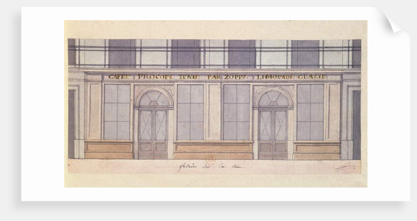 Design for the facade of the 'Cafe Procope', early 19th century by French School