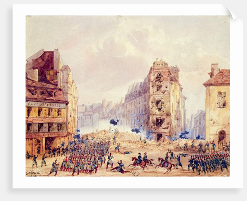 Barricade at Faubourg Saint-Antoine and the Death of General Negrier, 25th june 1848 by Gaspard Gobaut