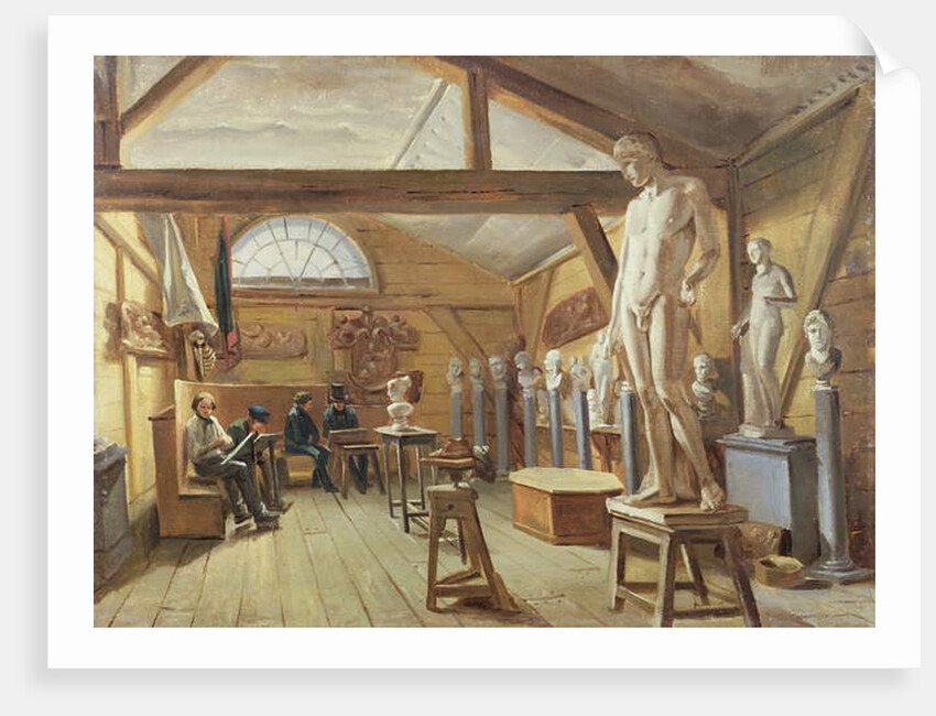 View of a studio in an art school, c.1840 by French School