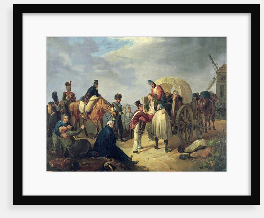 Transporting wounded soldiers during the Napoleonic wars by French School