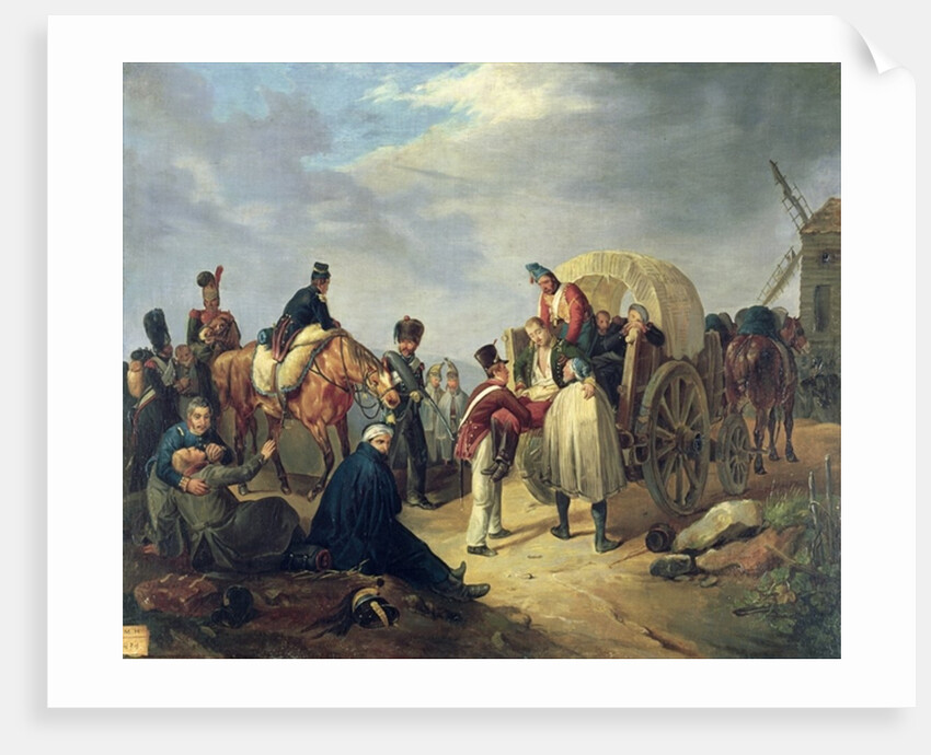 Transporting wounded soldiers during the Napoleonic wars by French School