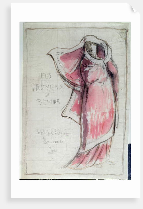 Design for a poster advertising 'Les Troyens' composed by Hector Berlioz for a performance at the Opera de Paris in 1921 by Rene Piot
