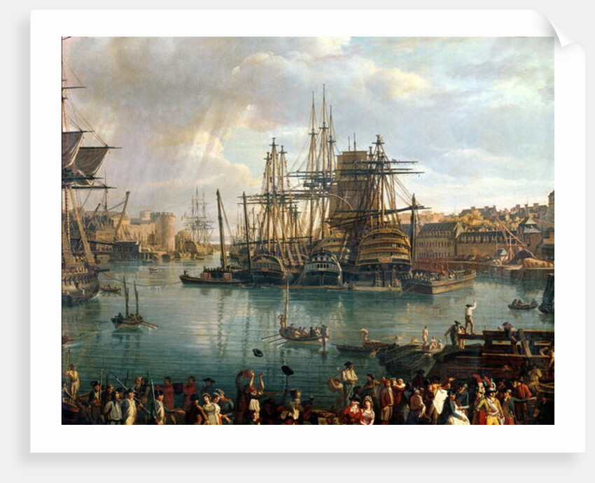 The Port of Brest with a view of shipping, 1794 by Jean-Francois Hue