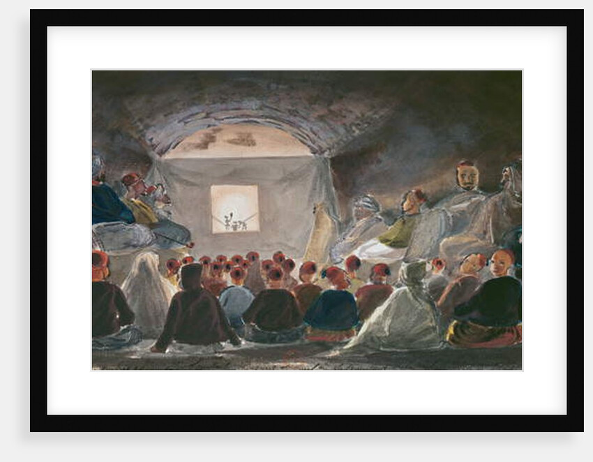 Show with shadow puppets in Algeria. c.1835 by Theodore Leblanc