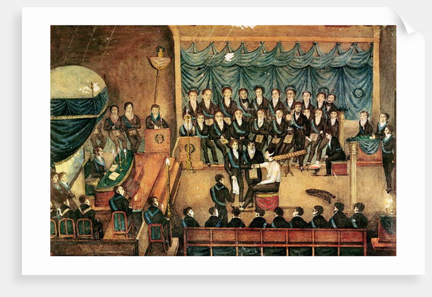 Masonic Initiation ceremony of a male Freemason, early 19th century by French School