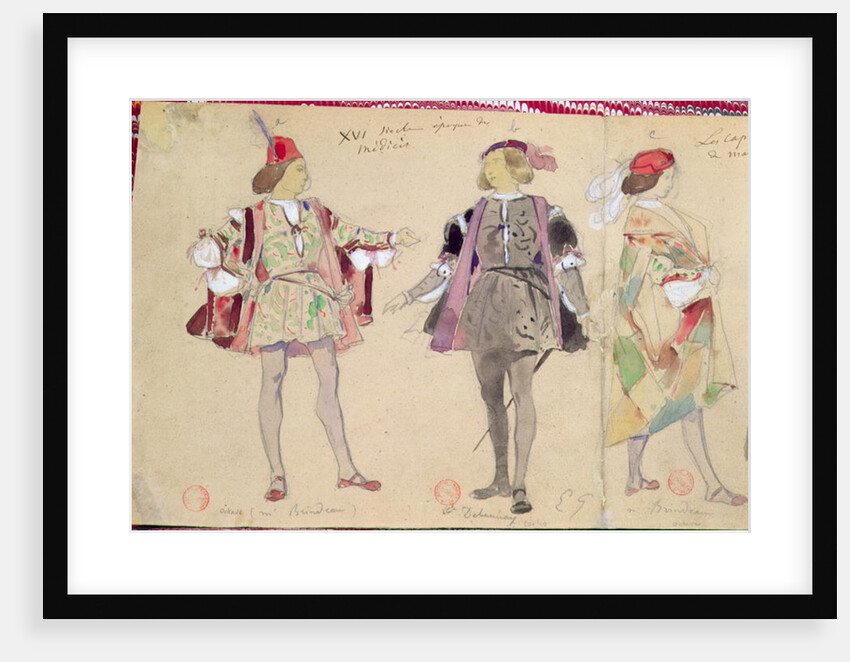 Costume designs for Octave and Coelio for 'Les Caprices de Marianne' by Alfred de Musset by Eugene Giraud