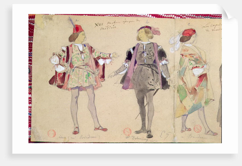 Costume designs for Octave and Coelio for 'Les Caprices de Marianne' by Alfred de Musset by Eugene Giraud
