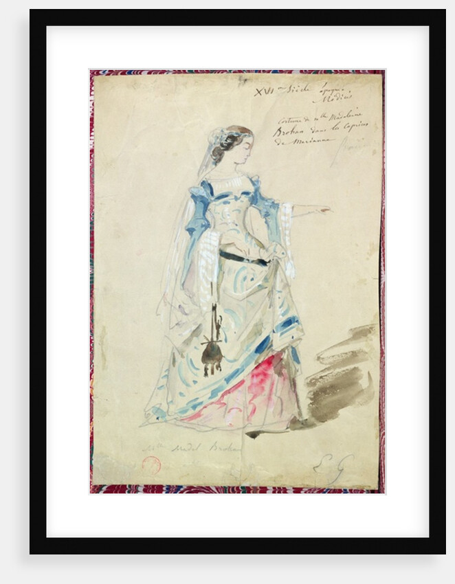 Costume design for Mlle Madeleine Brohant for the role of Marianne in 'Les Caprices de Marianne' by Alfred de Musset 1851 by Eugene Giraud