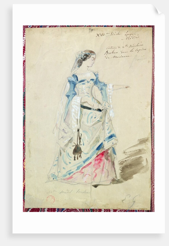 Costume design for Mlle Madeleine Brohant for the role of Marianne in 'Les Caprices de Marianne' by Alfred de Musset 1851 by Eugene Giraud