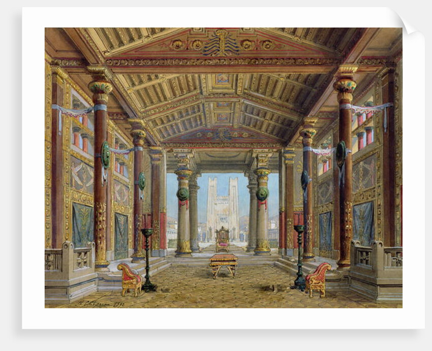 Set design for 'Athalie' by Jean Racine performed at the Comedie Francaise, 28th April 1892 by Philippe Marie Chaperon