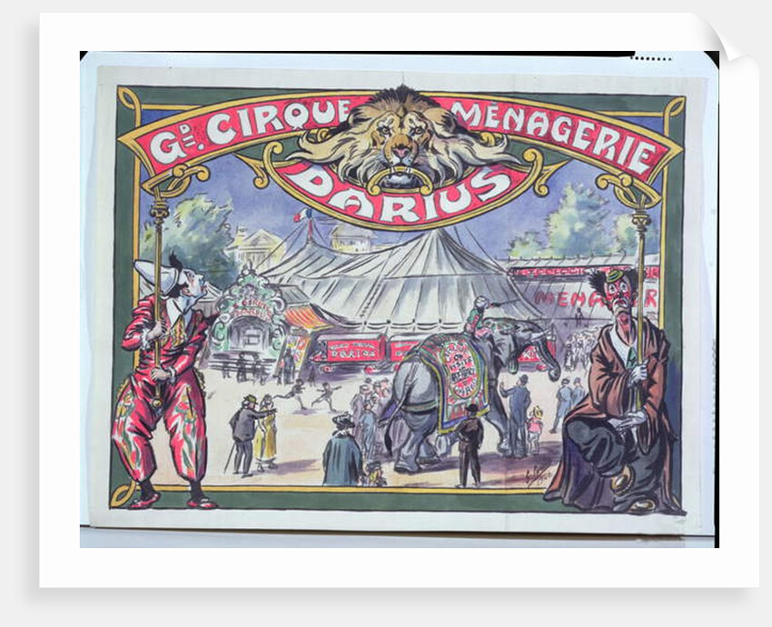 Poster advertising the 'Grand Cirque Menagerie Darius', 1924 by French School