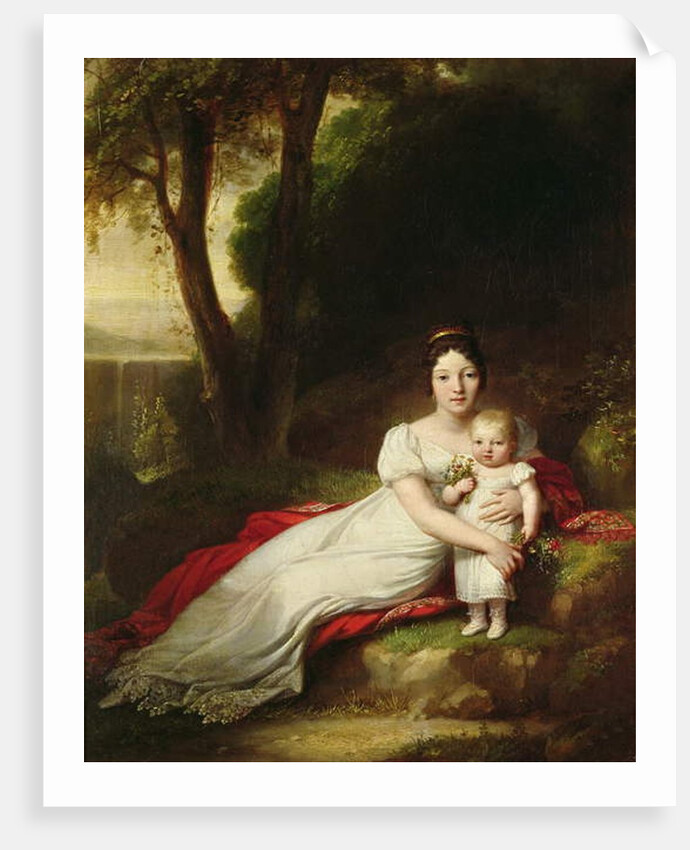 Hortense Eugenie de Beauharnais, Queen of Holland, with her son Charles Louis Napoleon Bonaparte, the future Napoleon III by Baron Antoine Jean Gros