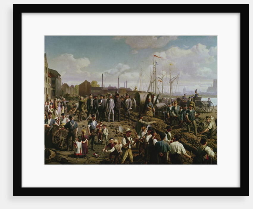 Laying the telegraph cable between Cologne and Berlin at the end of the 19th century by German School