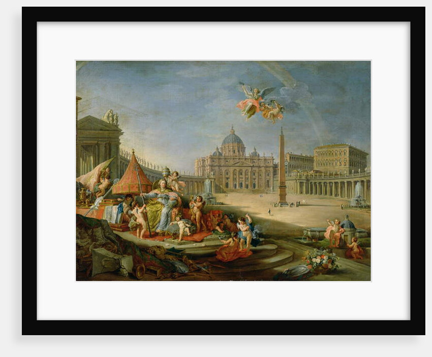 Piazza San Pietro, Rome with an allegory of the Triumph of the Papacy, 1757 by Giovanni Paolo Pannini or Panini
