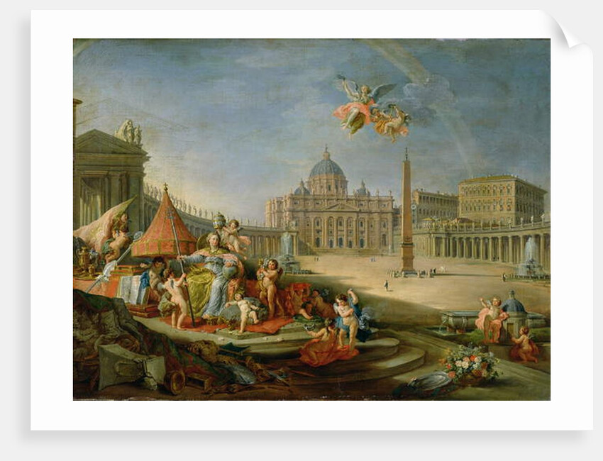 Piazza San Pietro, Rome with an allegory of the Triumph of the Papacy, 1757 by Giovanni Paolo Pannini or Panini